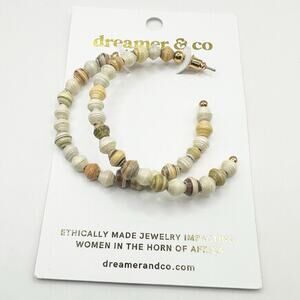 Dreamer & Co Hoop Earring NWT Neutral Cream Tan Beads